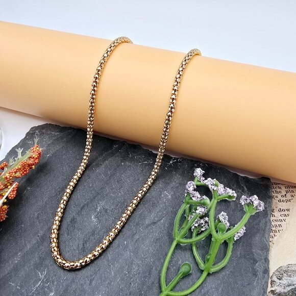 Bold Rose Gold Bead Chain Necklace – 17.7 Inch Luxe Polish Look, XPNL0016 - Picture 10 of 12